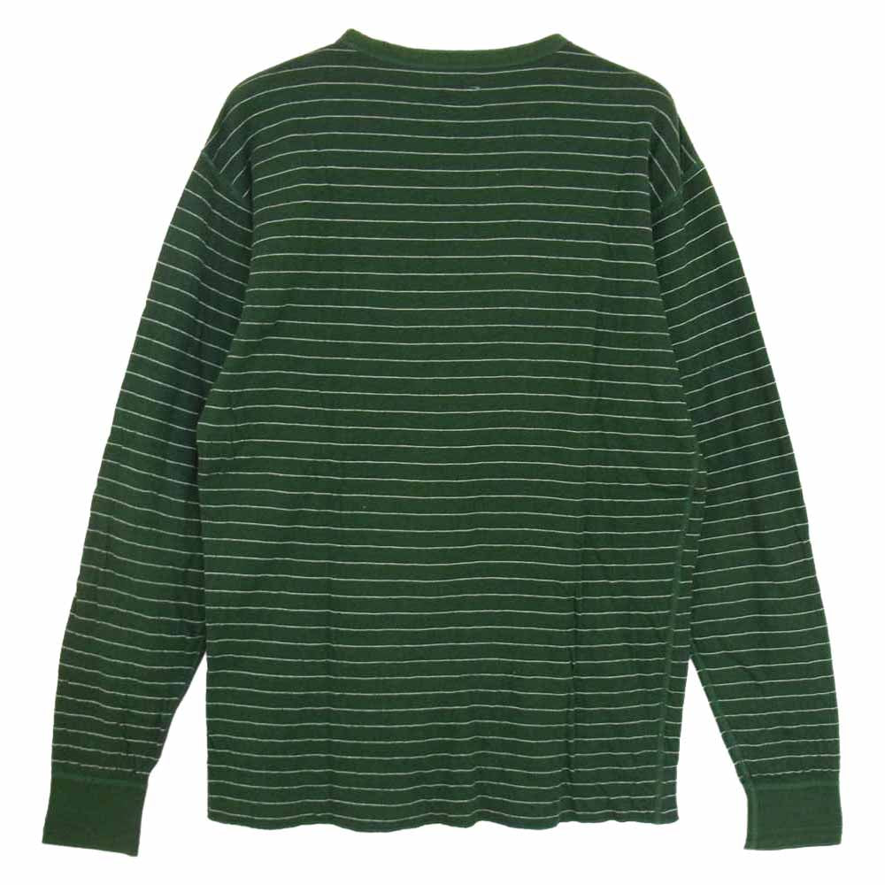 TENDERLOIN テンダーロイン T-CREW ボーダー クルーネック 長袖 Tシャツ カットソー グリーン グリーン系【中古】