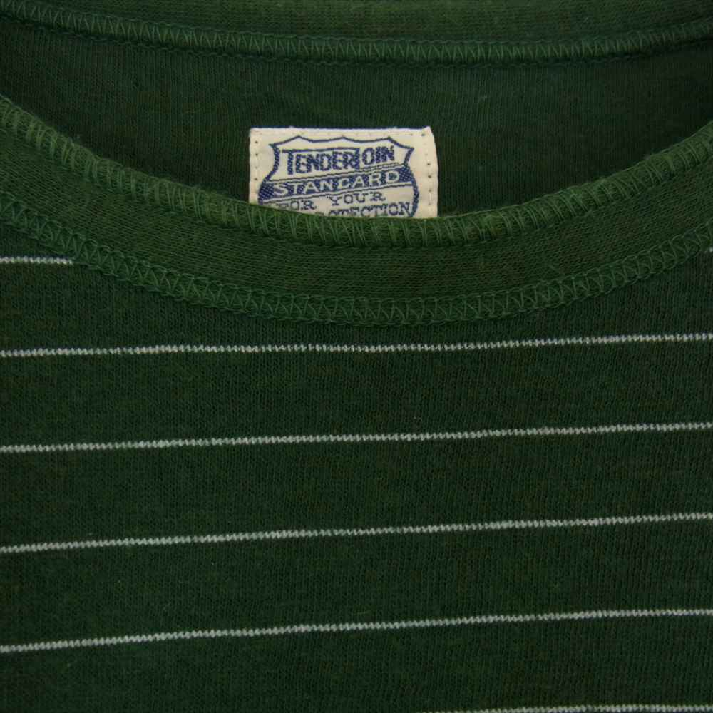 TENDERLOIN テンダーロイン T-CREW ボーダー クルーネック 長袖 Tシャツ カットソー グリーン グリーン系【中古】