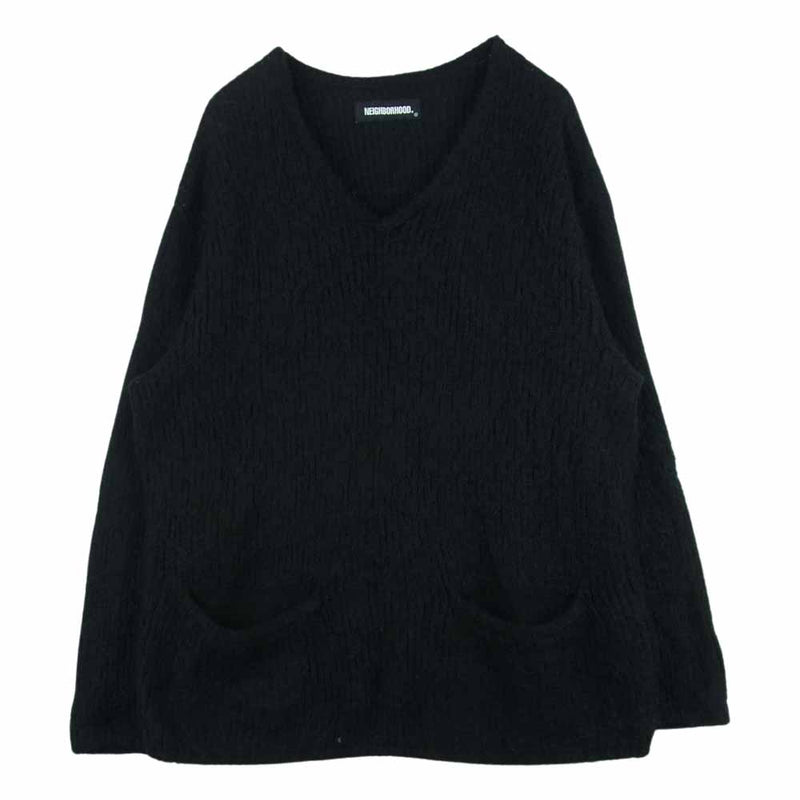 NEIGHBORHOOD ネイバーフッド 20AW 202FUNH-KNM04 MOHAIR NA-KNIT LS モヘヤ混 Vネック ニット 中国製 ブラック系 L【中古】