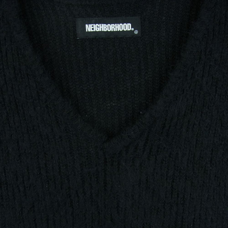 NEIGHBORHOOD ネイバーフッド 20AW 202FUNH-KNM04 MOHAIR NA-KNIT LS モヘヤ混 Vネック ニット 中国製 ブラック系 L【中古】