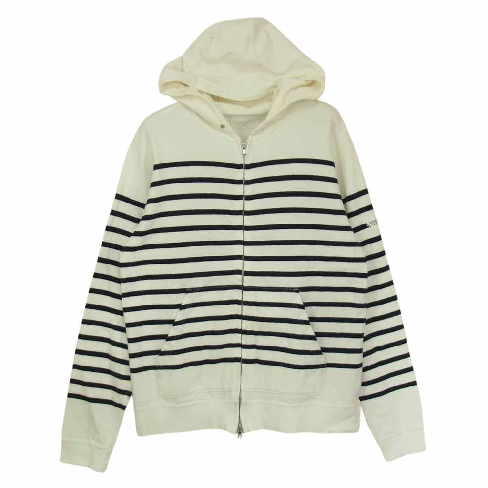 SOPH ソフ ジップアップ ボーダー パーカー  ホワイト系 ブラック系 S【中古】