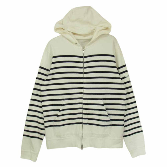 SOPH ソフ ジップアップ ボーダー パーカー  ホワイト系 ブラック系 S【中古】