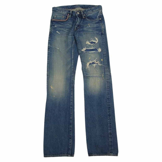 HYSTERIC GLAMOUR ヒステリックグラマー 0231AP02 PF加工 ペンキ クラッシュ スリム ストレート デニム パンツ インディゴブルー系 28【中古】