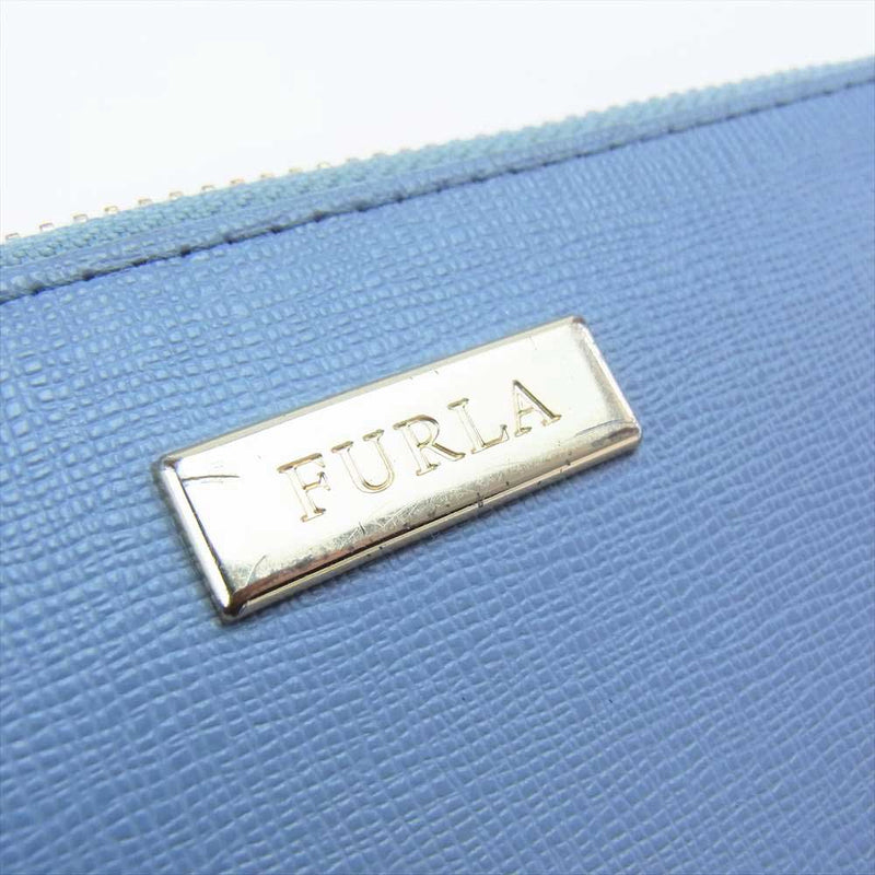 Furla フルラ BABYLON バビロン L字ジップ 長財布 ウォレット ライトブルー系【中古】