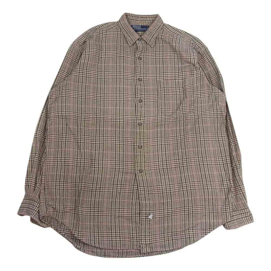 POLO RALPH LAUREN ポロ・ラルフローレン 90s チェック 長袖 シャツ ライトブラウン系 L【中古】