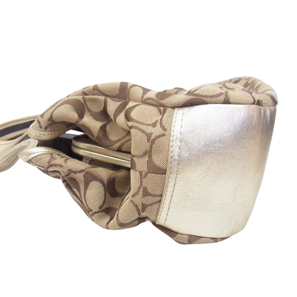 COACH コーチ F14380 プリーテッドサッチェル エルゴシグネチャー ハンド バッグ ブラウン系【中古】