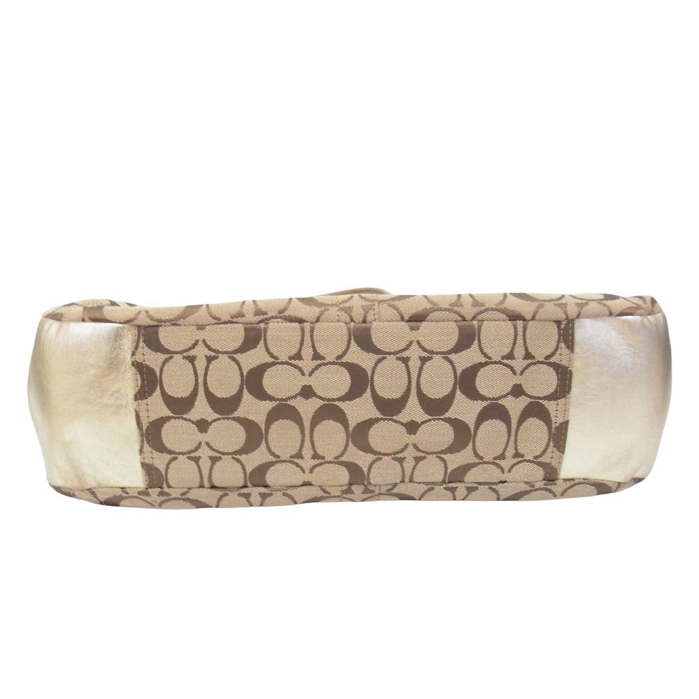 COACH コーチ F14380 プリーテッドサッチェル エルゴシグネチャー ハンド バッグ ブラウン系【中古】