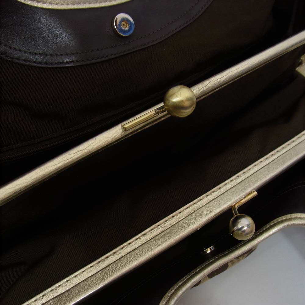 COACH コーチ F14380 プリーテッドサッチェル エルゴシグネチャー ハンド バッグ ブラウン系【中古】