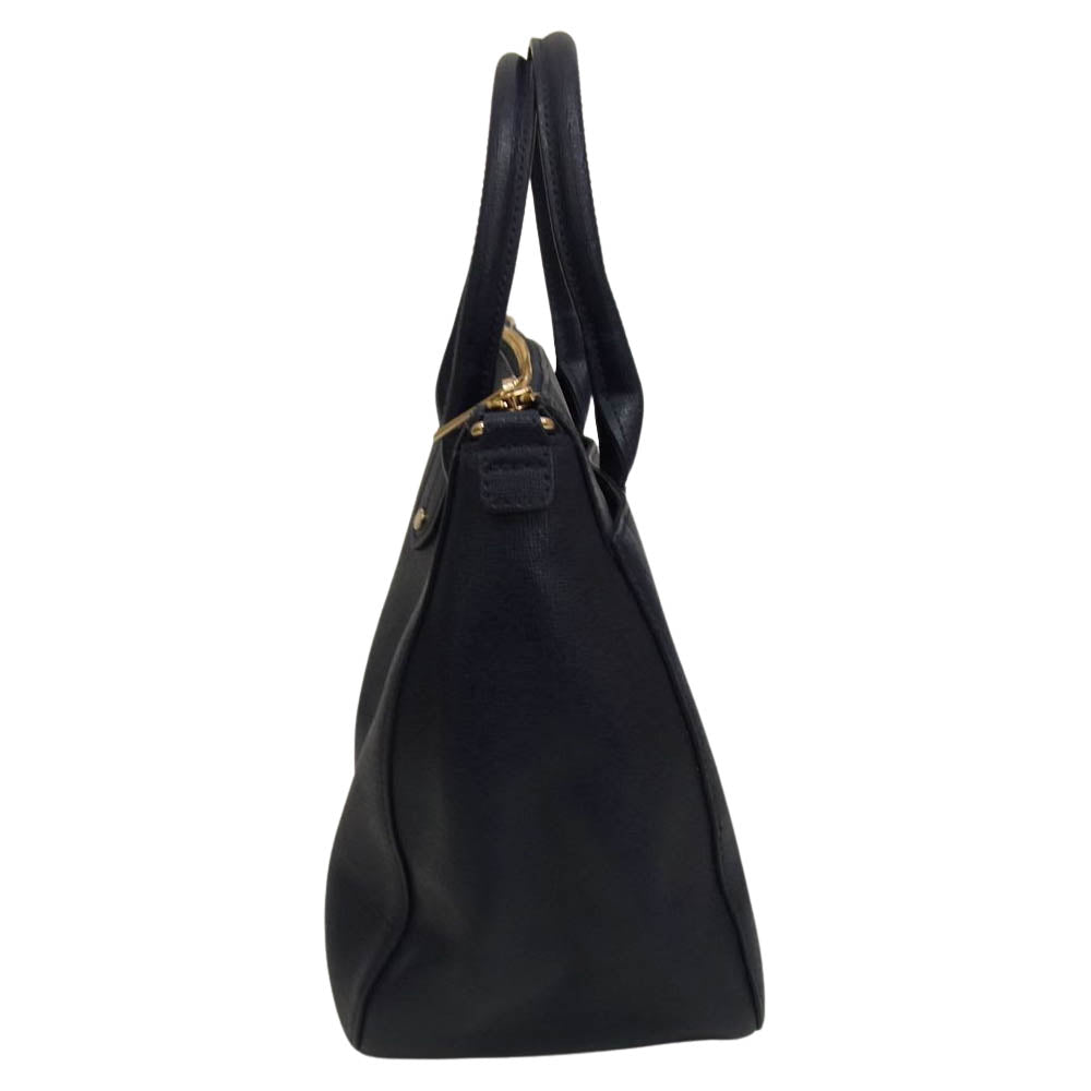 Furla フルラ 2WAY ショルダー ハンド バッグ ネイビー系【中古】