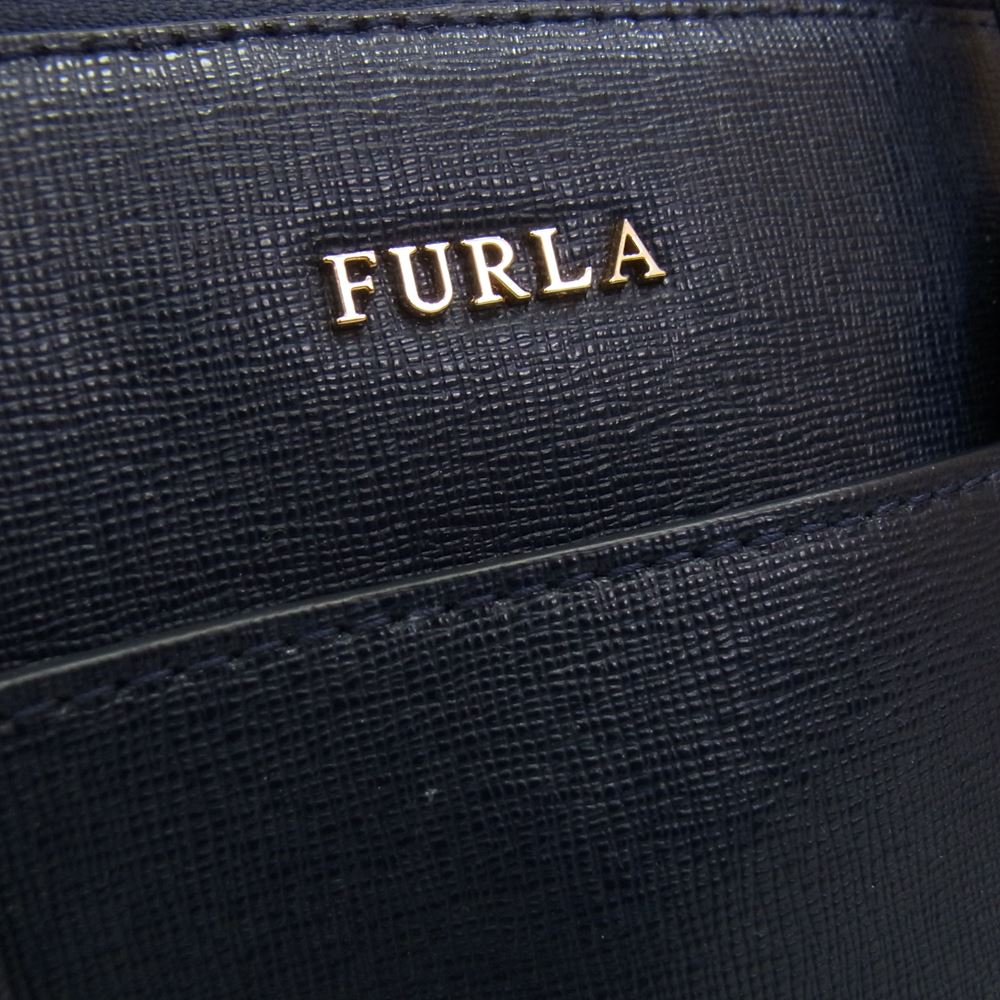 Furla フルラ 2WAY ショルダー ハンド バッグ ネイビー系【中古】
