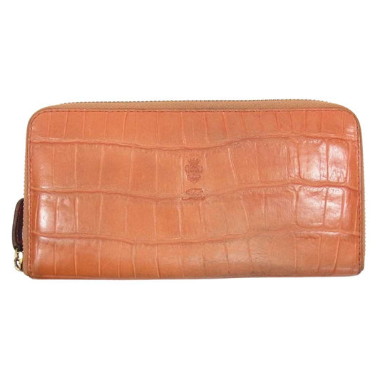 Felisi フェリージ 型押し ラウンドジップ 財布 オレンジ系【中古】