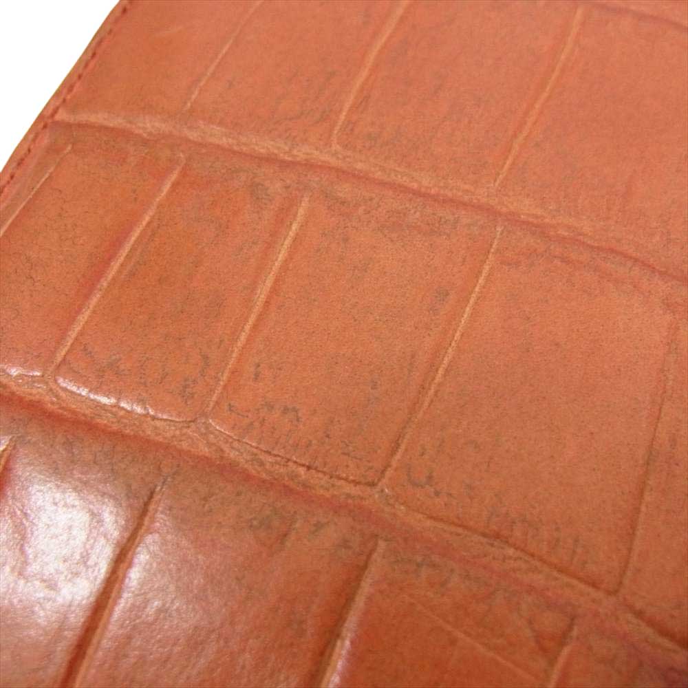 Felisi フェリージ 型押し ラウンドジップ 財布 オレンジ系【中古】
