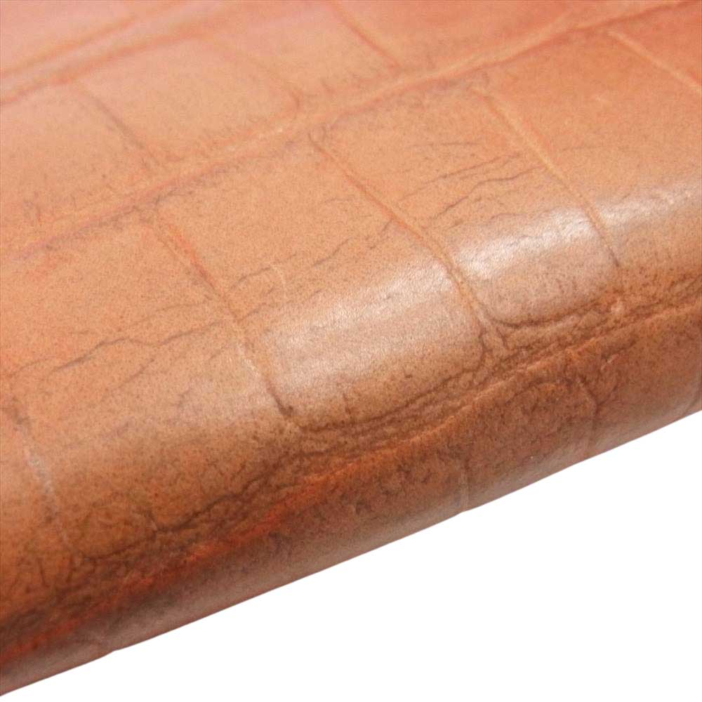 Felisi フェリージ 型押し ラウンドジップ 財布 オレンジ系【中古】