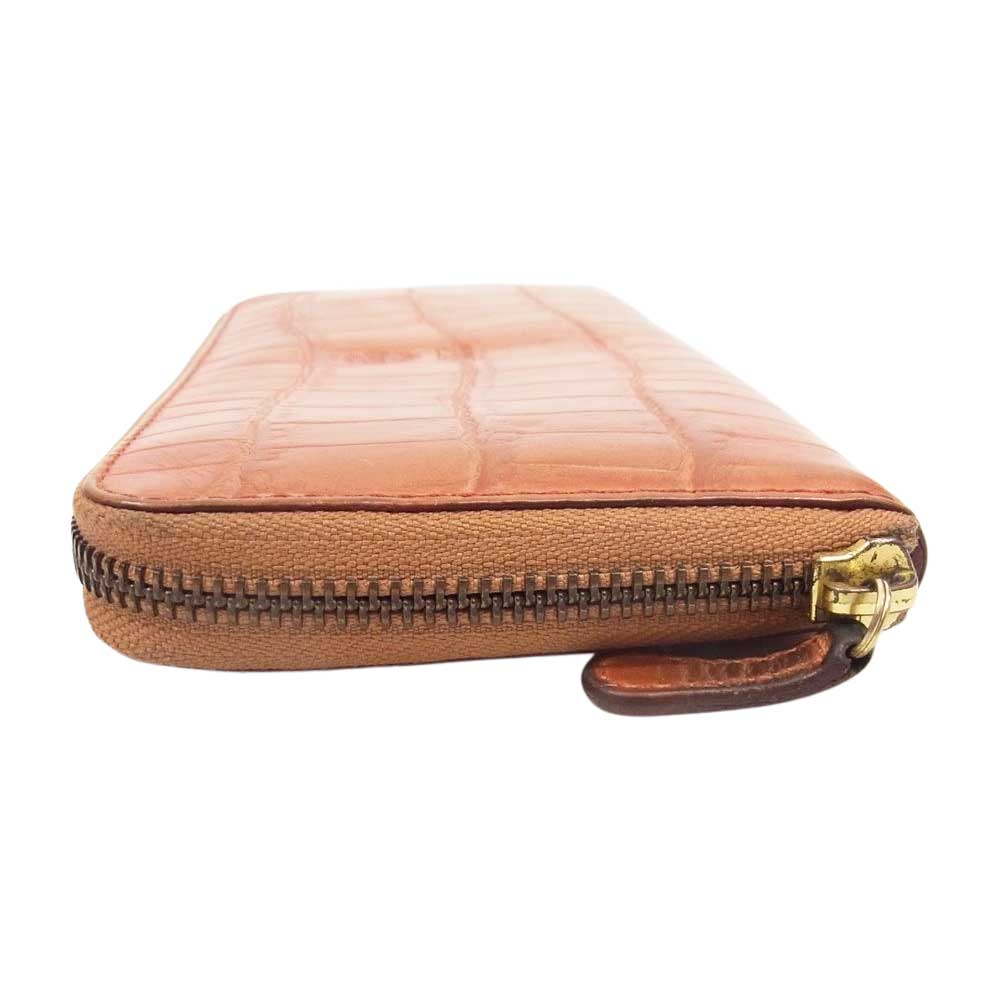 Felisi フェリージ 型押し ラウンドジップ 財布 オレンジ系【中古】