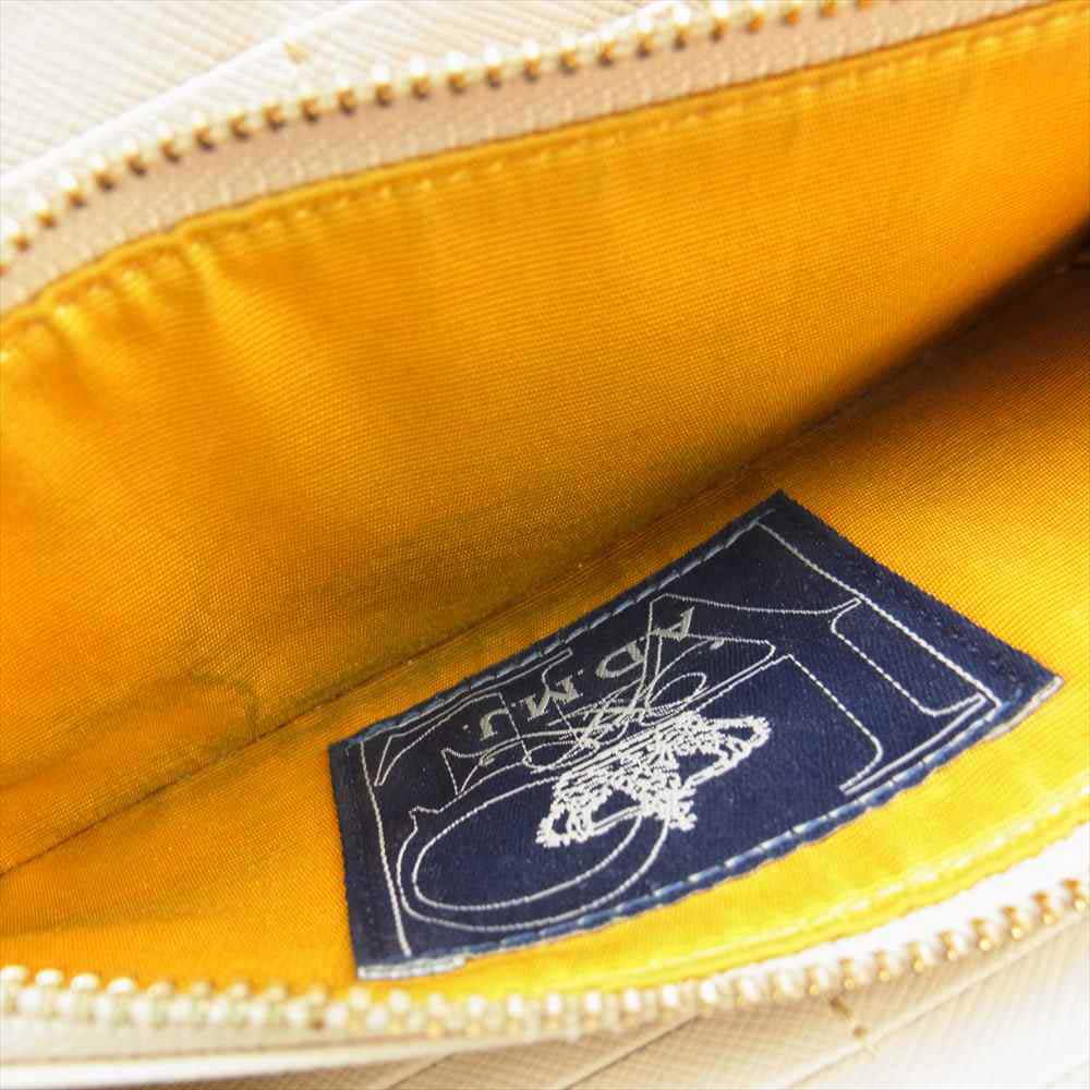 エーディーエムジェイ ラウンドジップ レザー 長財布 ウォレット ネイビー系【中古】