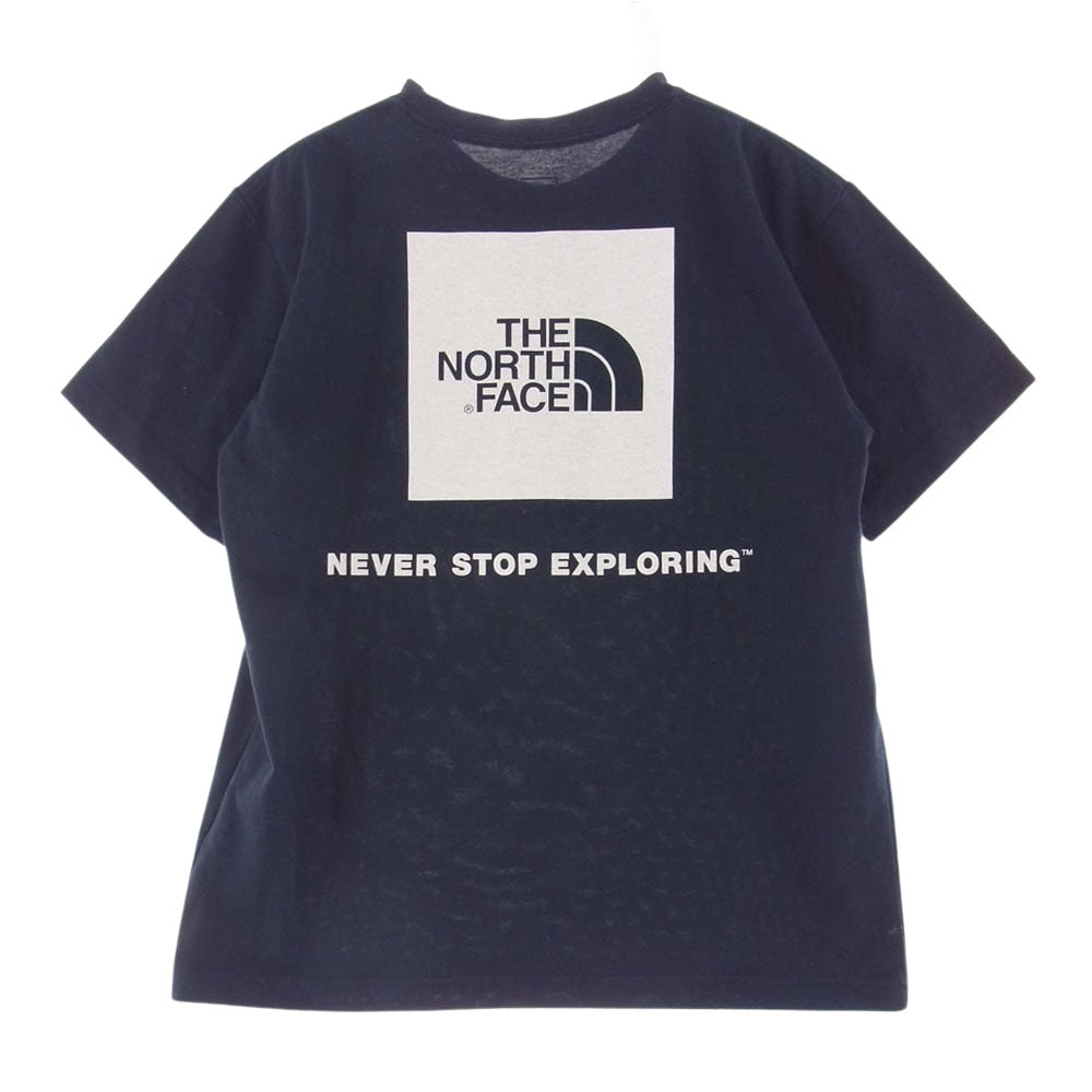 THE NORTH FACE ノースフェイス NT31957 S/S Square Logo Tee スクエア ロゴ Tシャツ ネイビー系 S【中古】