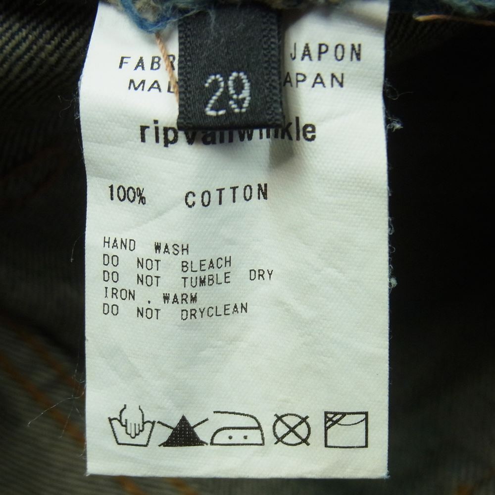 ripvanwinkle リップヴァンウィンクル RSE-1003 デニム パンツ コットン 日本製 インディゴブルー系 29【中古】