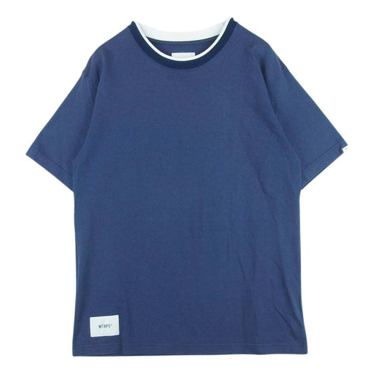 WTAPS ダブルタップス 21SS 211ATDT-CSM29 RINGER SS 半袖 リンガー Tシャツ コットン 日本製 ネイビー系 01【中古】
