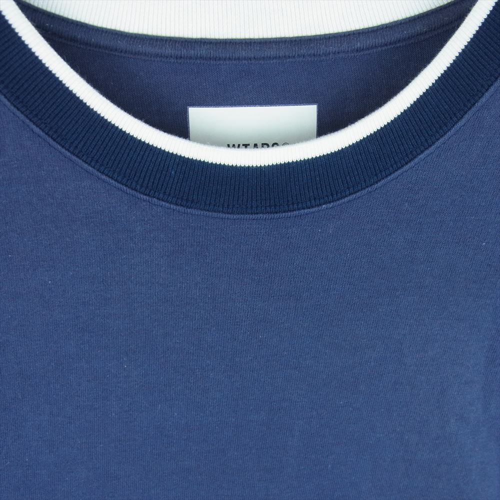 WTAPS ダブルタップス 21SS 211ATDT-CSM29 RINGER SS 半袖 リンガー Tシャツ コットン 日本製 ネイビー系 01【中古】