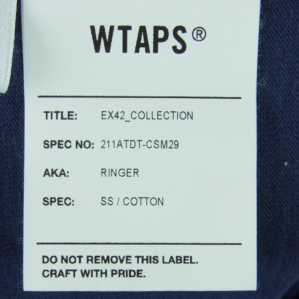 WTAPS ダブルタップス 21SS 211ATDT-CSM29 RINGER SS 半袖 リンガー Tシャツ コットン 日本製 ネイビー系 01【中古】