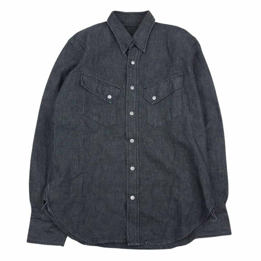 FAR EATERN ENTHUSIAST ファーイースタンエンスージアスト FE1401-04 コットン リネン ウェスタン 長袖 シャツ ブラック  ブラック系 S【中古】