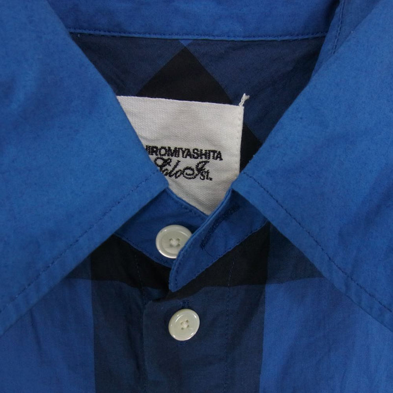 タカヒロ ミヤシタ 0079a pin or not collar shirt ピンオアノットカラー チェック 長袖 シャツ ブルー系 44【中古】