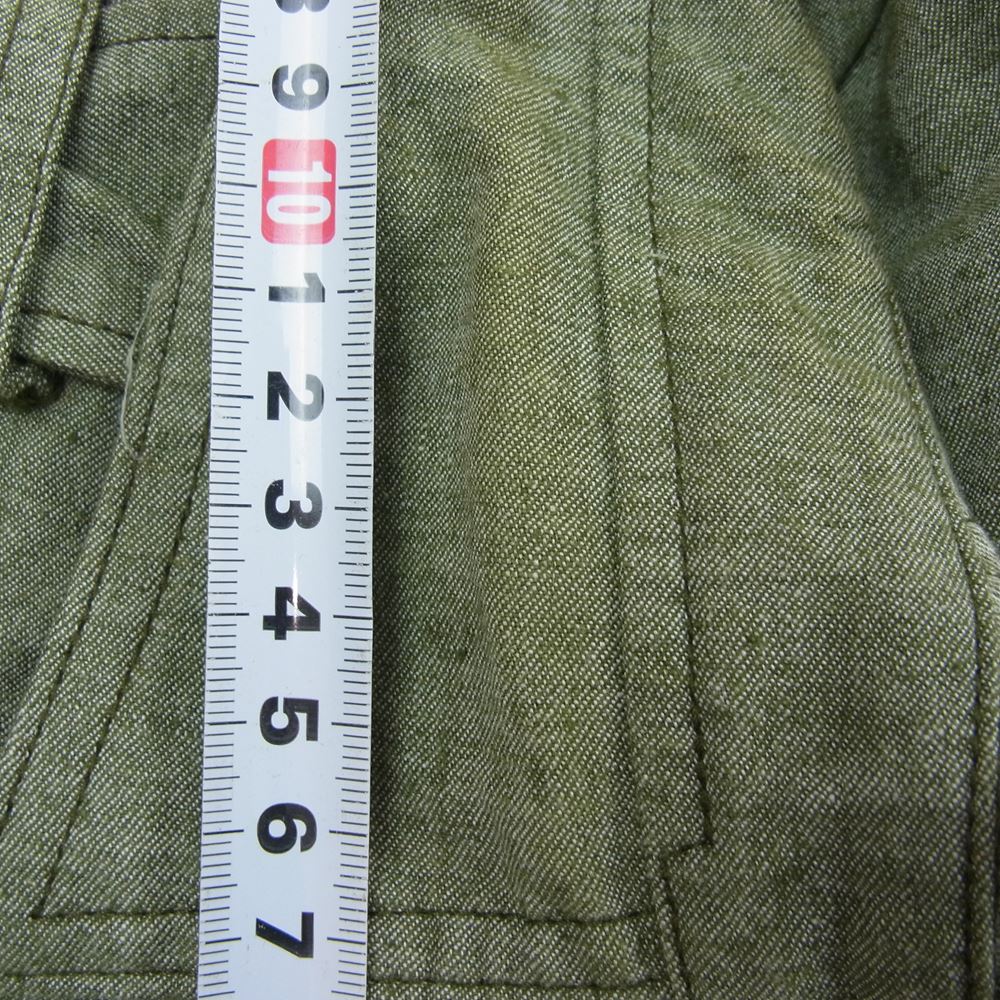 TMT ティーエムティー 16SS TSH-S1611 リネン混 コットン 袖ロゴ 刺繍 ミリタリー シャツ 長袖 カーキ系 M【中古】