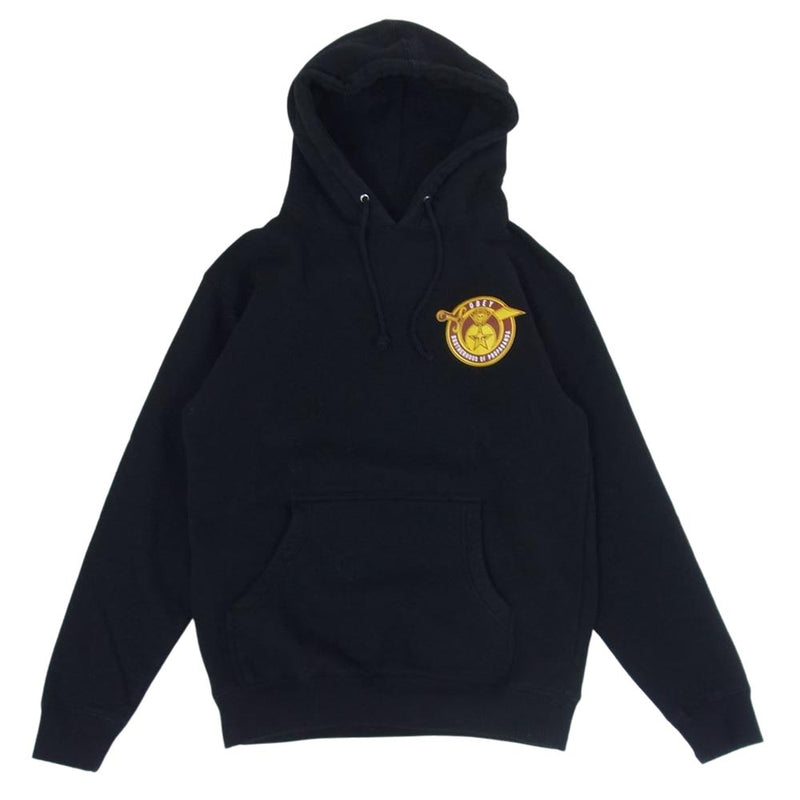 OBEY オベイ ロゴプリント プルオーバー スウェット パーカー フーディ ブラック系 S【中古】