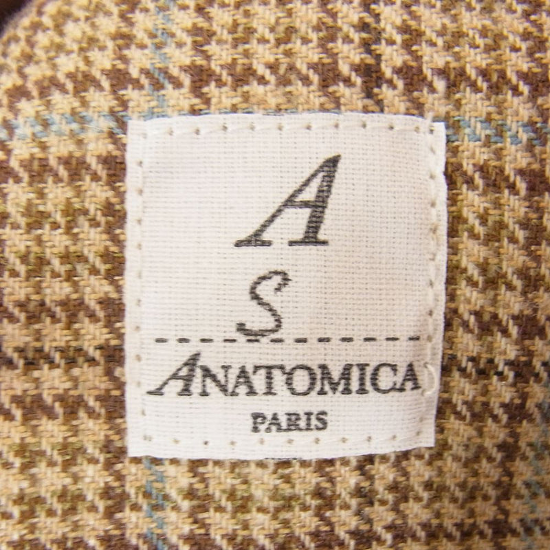 ANATOMICA アナトミカ Arthur アルチュール コットンリネン シルク混 ショート ハーフ コート ジャケット ブラウン系 S【極上美品】【中古】