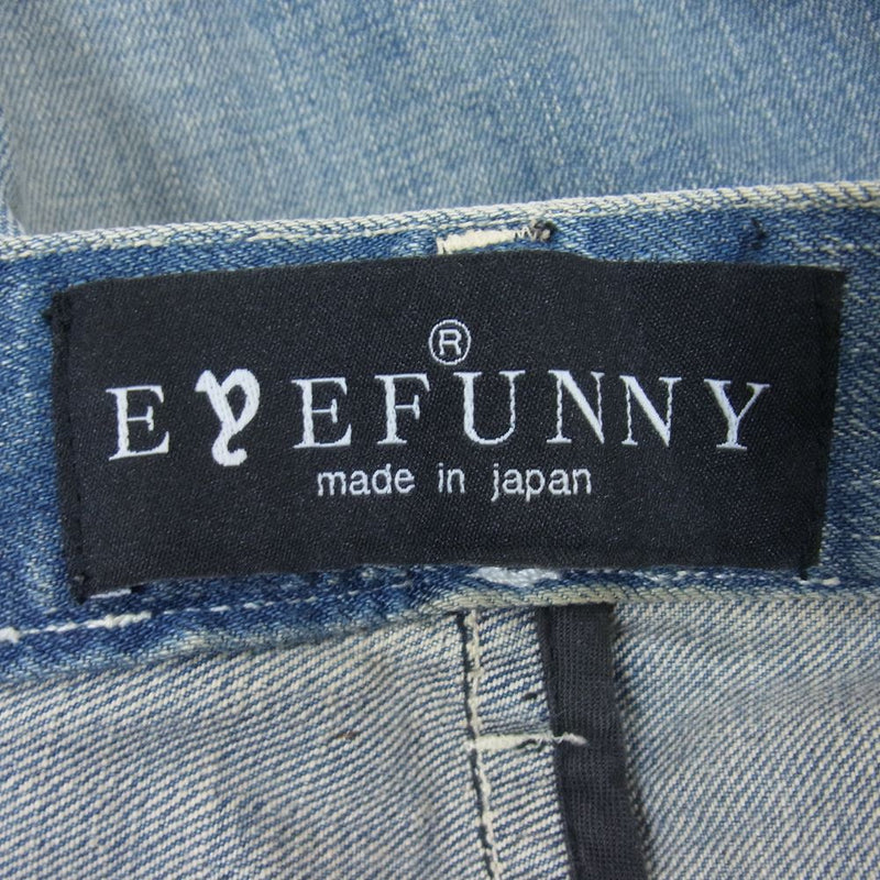 EYEFUNNY アイファニー 日本製 シルバー925 ファスナー USED加工 デニム パンツ ライトブルー系 M【中古】