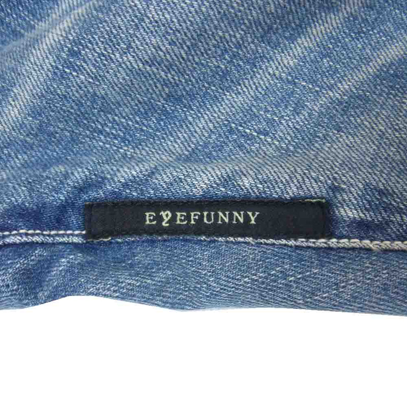 EYEFUNNY アイファニー 日本製 シルバー925 ファスナー USED加工 デニム パンツ ライトブルー系 M【中古】