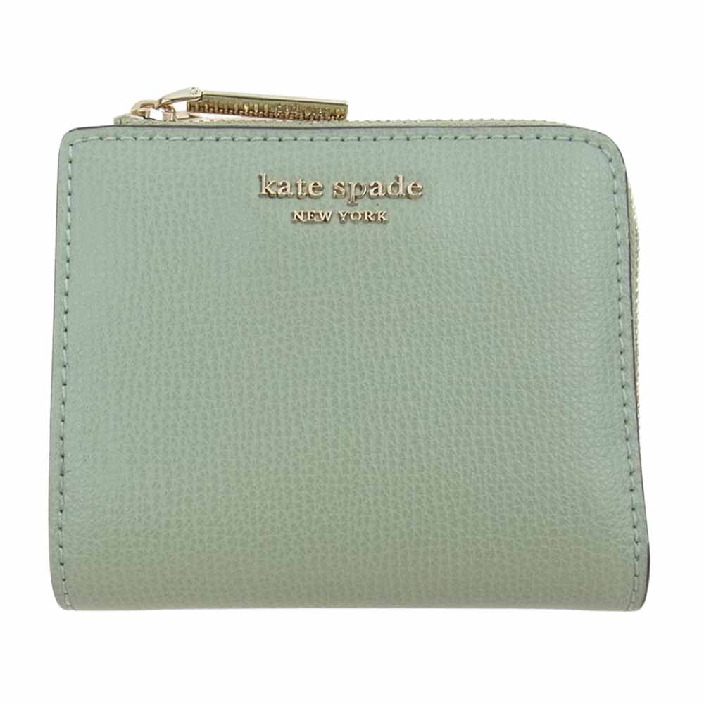 Kate Spade ケイトスペード 二つ折り ジップ ウォレット 財布 ライトグリーン系【中古】
