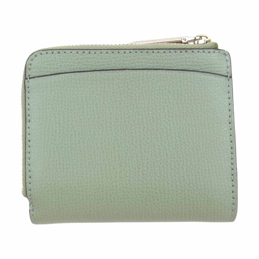 Kate Spade ケイトスペード 二つ折り ジップ ウォレット 財布 ライトグリーン系【中古】