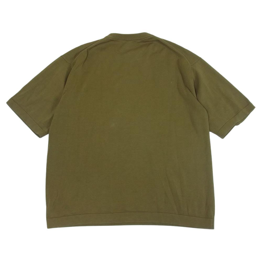 crepuscule クレプスキュール ポケット ニット 半袖 Tシャツ カーキ系 1【中古】