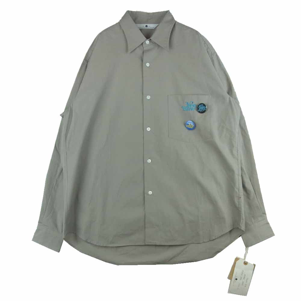 シルバーアンドゴールド THE DAY 別注 YeeHaw 刺繍 Arrow Shirt 缶バッジ付き アロー 長袖 シャツ グレイッシュベージュ系 L【美品】【中古】