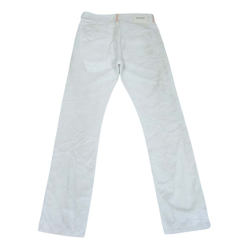 ヘロンプレストン Code 8000 Hammer jeans ダメージ加工 ロゴ ラインストーン ストレート デニム パンツ ホワイト系 26【極上美品】【中古】