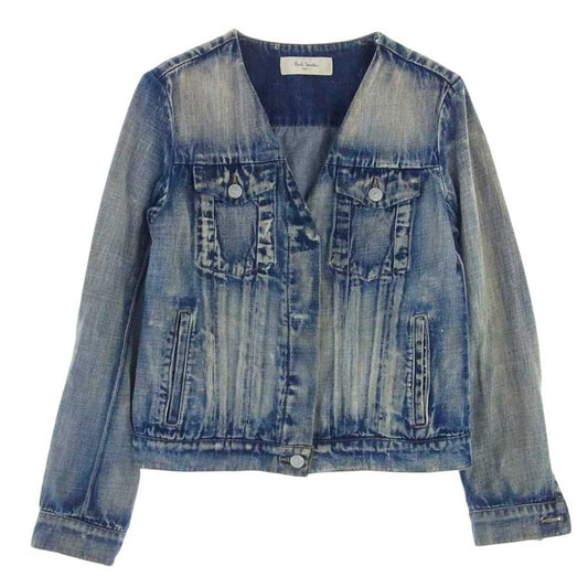 Paul Smith ポール・スミス PAUL USED加工 ノーカラー デニムジャケット Gジャン インディゴブルー系【中古】