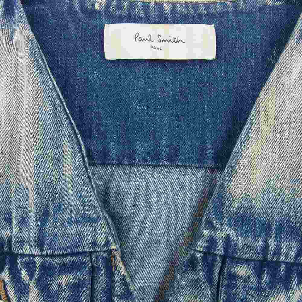 Paul Smith ポール・スミス PAUL USED加工 ノーカラー デニムジャケット Gジャン インディゴブルー系【中古】
