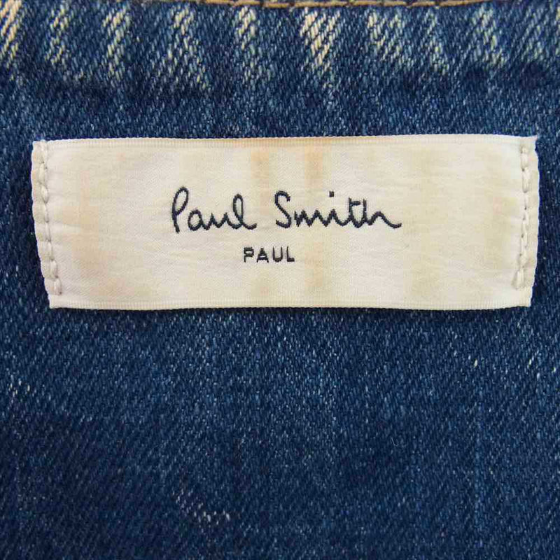 Paul Smith ポール・スミス PAUL USED加工 ノーカラー デニムジャケット Gジャン インディゴブルー系【中古】