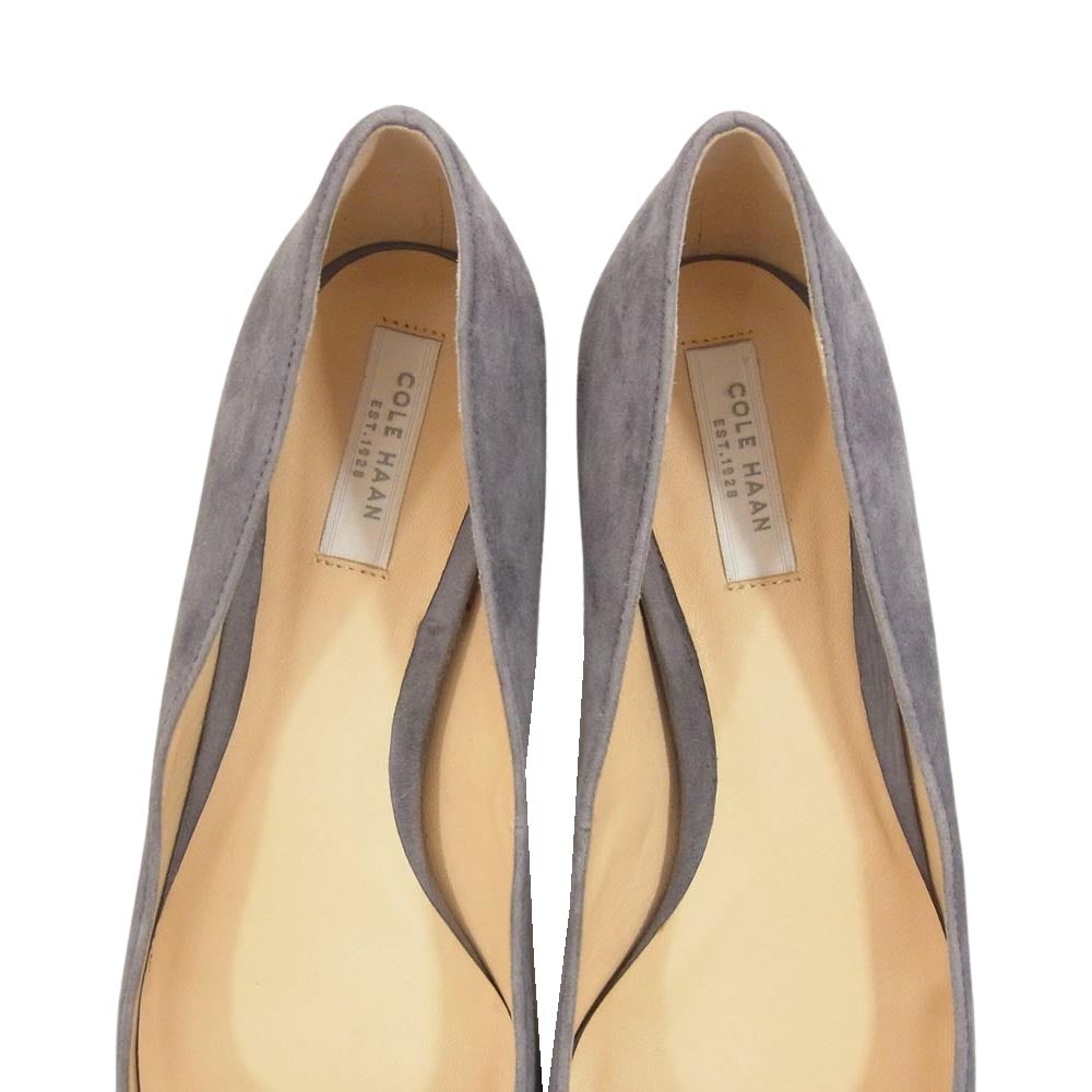 COLE HAAN コールハーン ポインテッドトゥ スエード パンプス  グレー系 5 1/2B【美品】【中古】