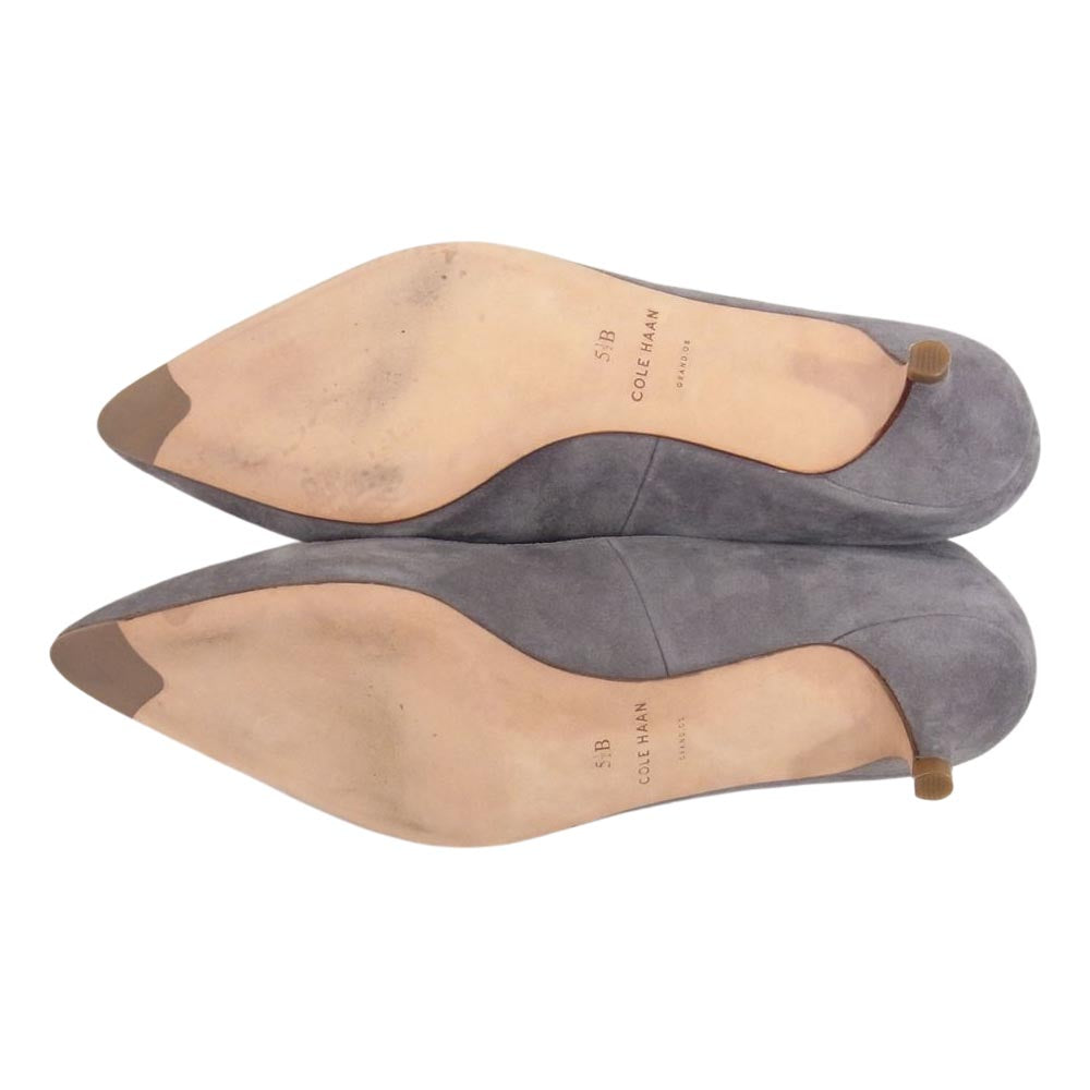 COLE HAAN コールハーン ポインテッドトゥ スエード パンプス  グレー系 5 1/2B【美品】【中古】