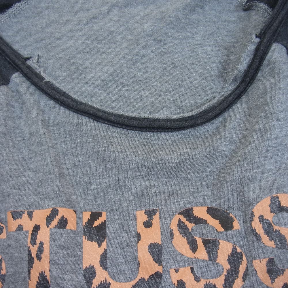 STUSSY ステューシー No4 プリント ラグラン スリーブ カットソー 七分丈 グレー系 S【中古】