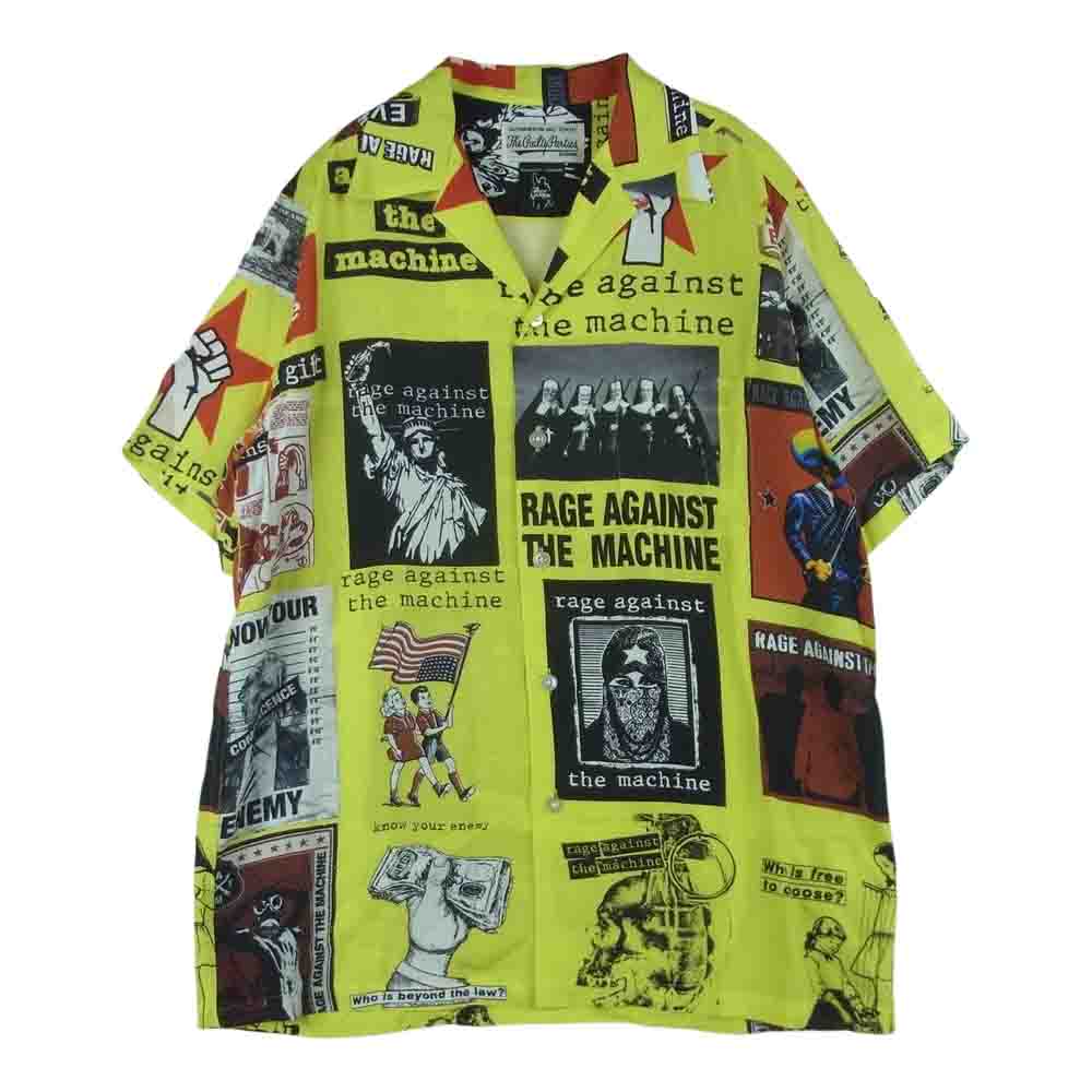 WACKO MARIA ワコマリア 20SS RATM-WM-HI01 RAGE AGAINST THE MACHINE S/S HAWAIIAN SHIRT レイジ・アゲインスト・ザ・マシーン ハワイアン アロハ 半袖 シャツ イエロー系 ブラック系 S【美品】【中古】