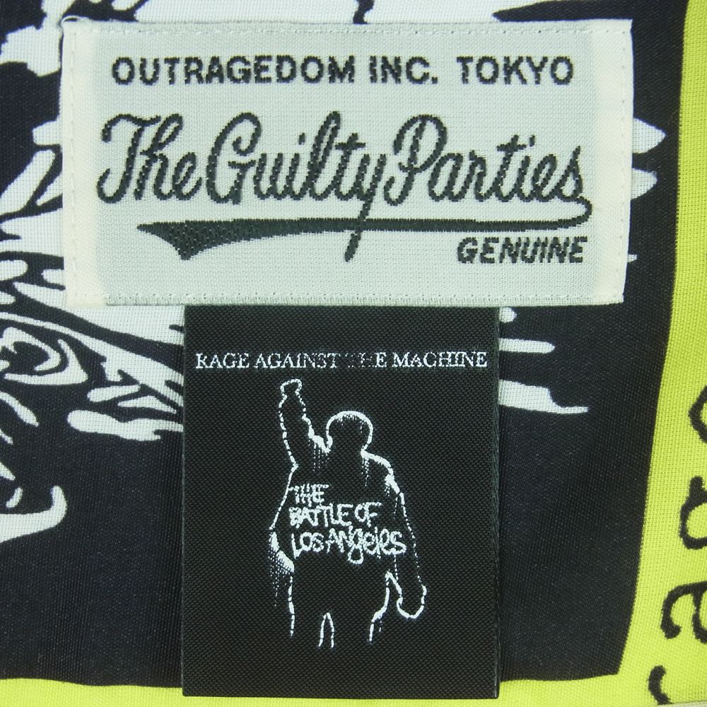 WACKO MARIA ワコマリア 20SS RATM-WM-HI01 RAGE AGAINST THE MACHINE S/S HAWAIIAN SHIRT レイジ・アゲインスト・ザ・マシーン ハワイアン アロハ 半袖 シャツ イエロー系 ブラック系 S【美品】【中古】