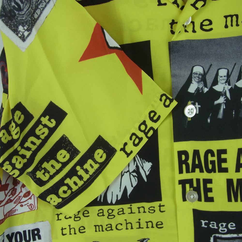 WACKO MARIA ワコマリア 20SS RATM-WM-HI01 RAGE AGAINST THE MACHINE S/S HAWAIIAN SHIRT レイジ・アゲインスト・ザ・マシーン ハワイアン アロハ 半袖 シャツ イエロー系 ブラック系 S【美品】【中古】