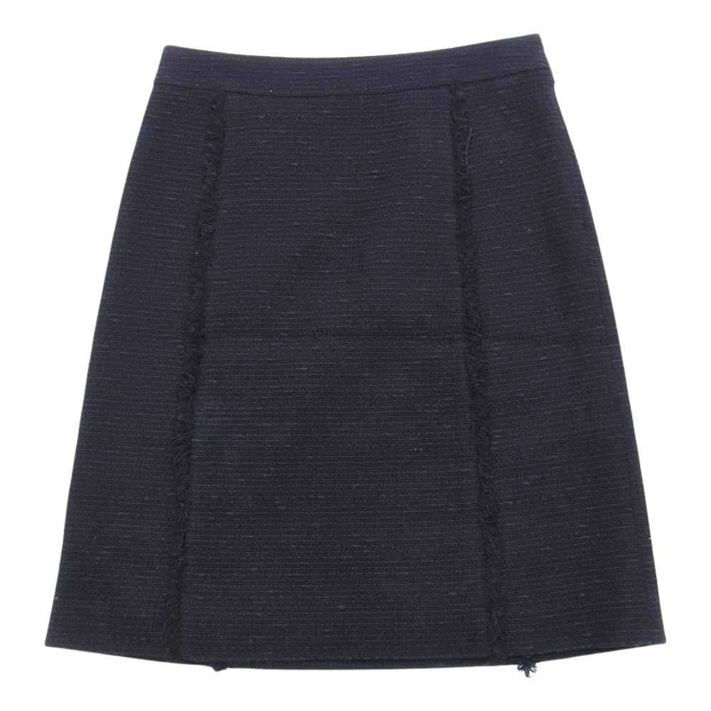 MACKINTOSH PHILOSOPHY マッキントッシュフィロソフィー ノーカラー ツイード スカート スーツ セットアップ ダークネイビー系 36、34【中古】