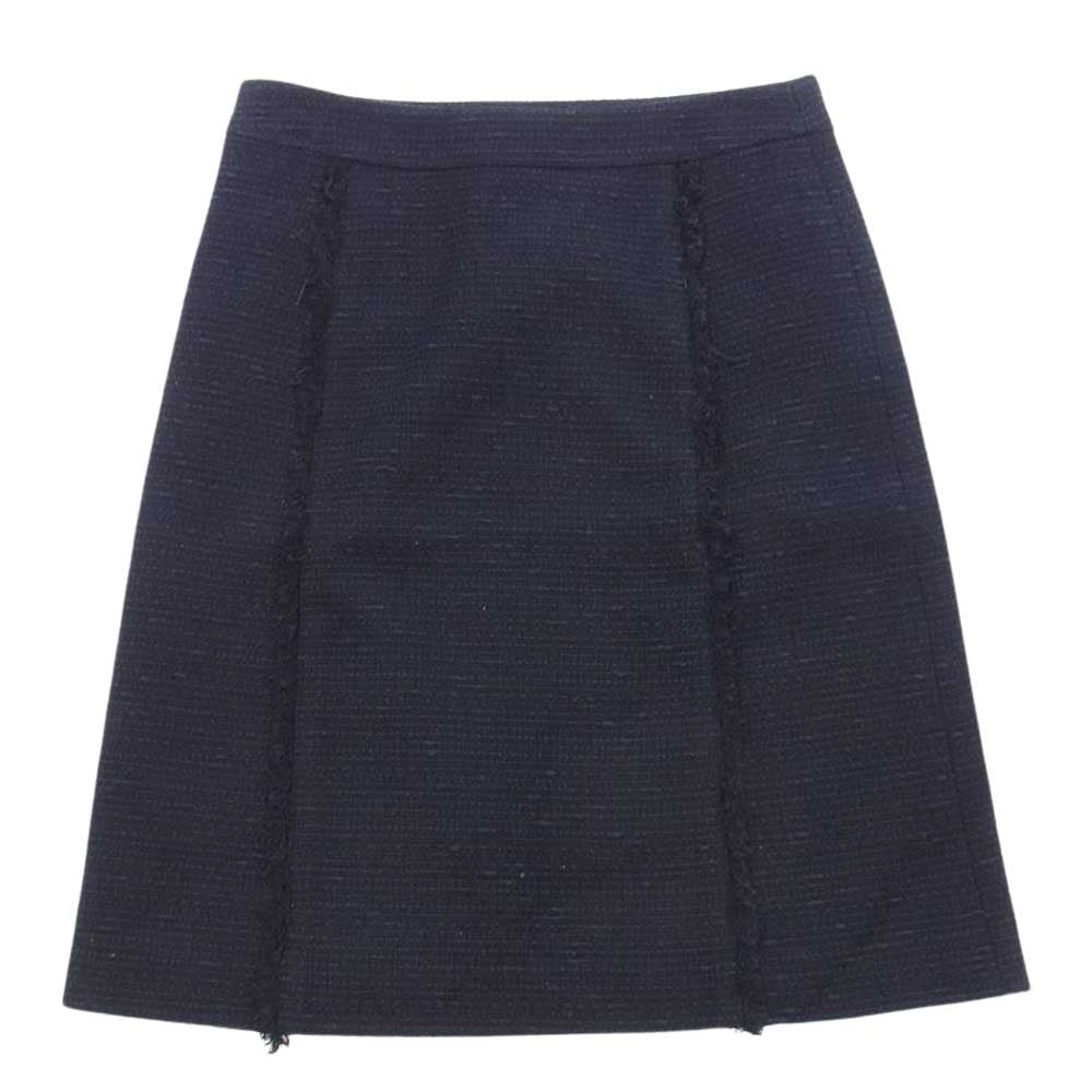 MACKINTOSH PHILOSOPHY マッキントッシュフィロソフィー ノーカラー ツイード スカート スーツ セットアップ ダークネイビー系 36、34【中古】