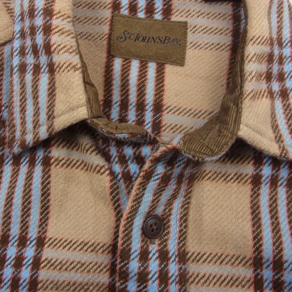 セントジョンズベイ フランネル チェック 長袖 シャツ ベージュ系 M【中古】