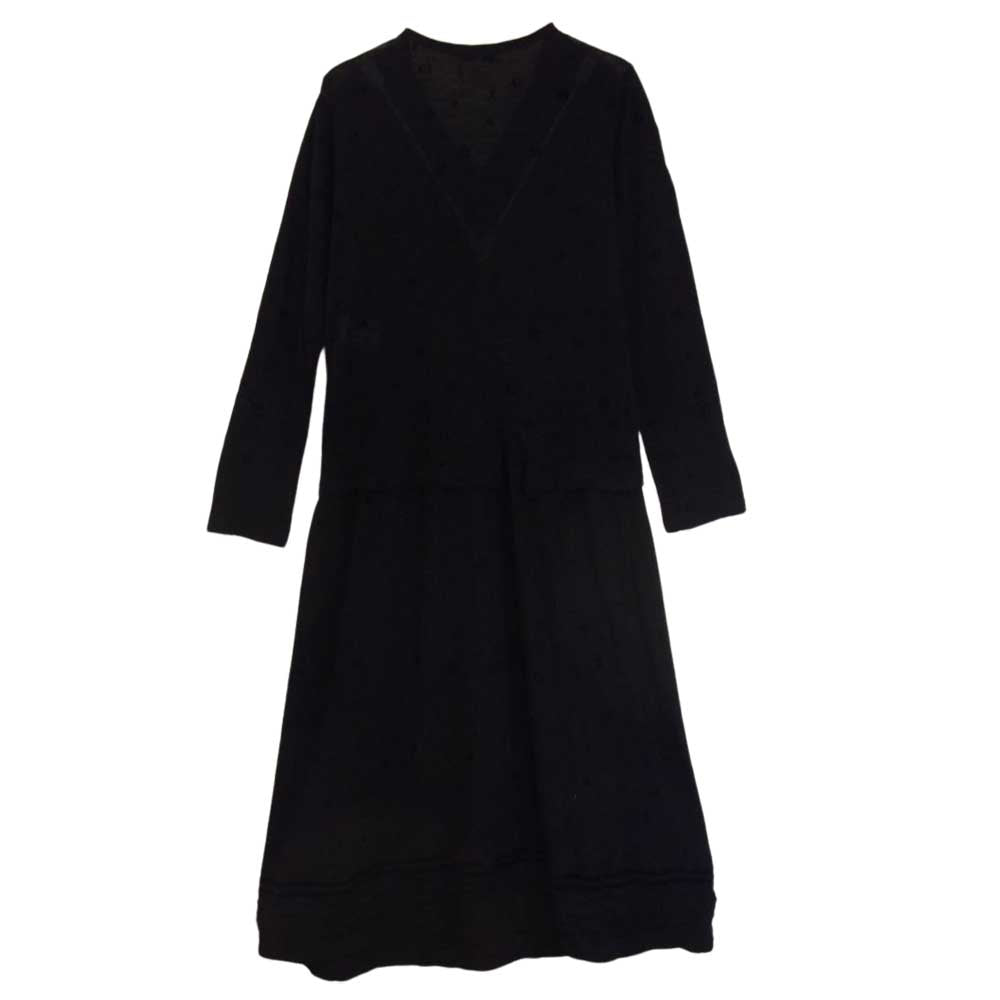 robe de chambre COMME des GARCONS ローブドシャンブルコムデギャルソン AD2000 RO-040270 花柄フロッキープリント ウールニット ワンピース ブラック系 サイズ表記無【中古】