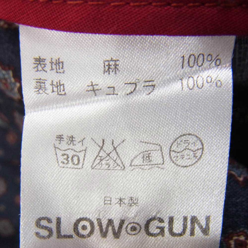 slowgun スロウガン 総柄 リネン 2B テーラードジャケット ネイビー系 3【中古】
